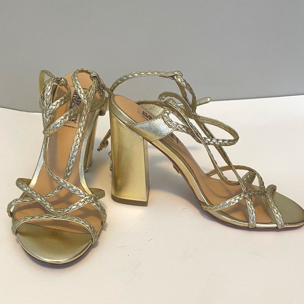 Gold Strappy Braided Heel 36 Badgley Mischka